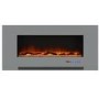 Grey Inset Media Wall Electric Fireplace with Log and Crystal Fuel Bed 42 inch- AmberGlo