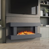 IMPERFECT - Grey Wall Mounted Electric Fireplace with LED Lights 52 inch - Amberglo