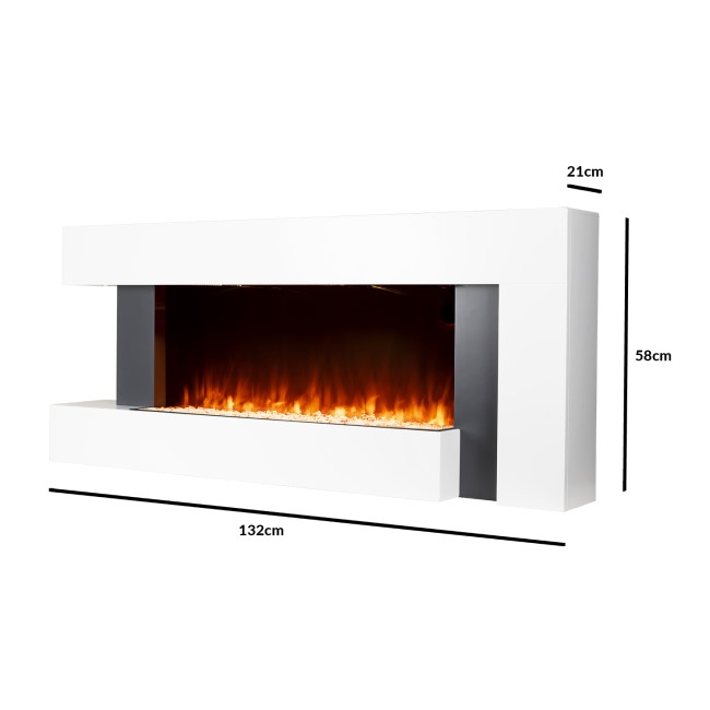 White 52inch Wall Mounted Electric Fireplace - AmberGlo