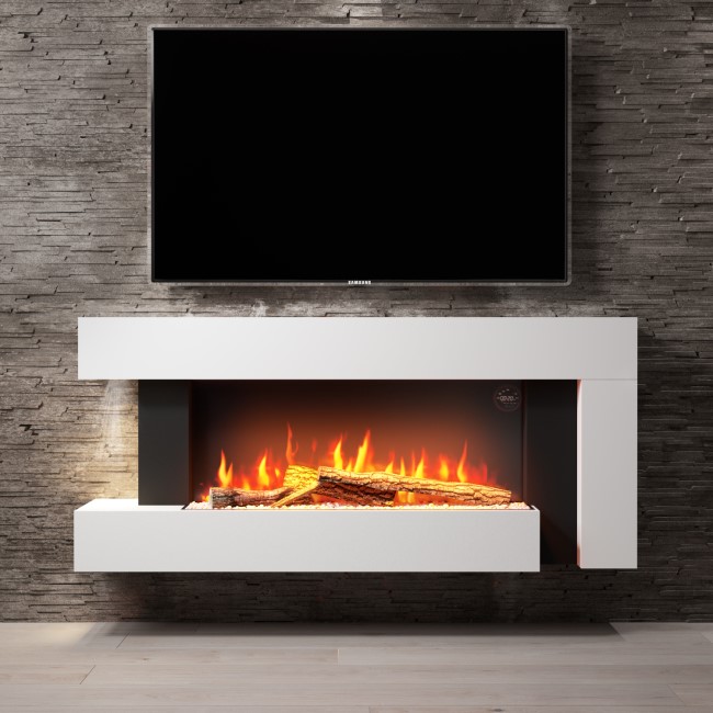 White 52inch Wall Mounted Electric Fireplace - AmberGlo