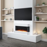 White Wall Mounted Electric Fireplace  - 39 Inch - AmberGlo