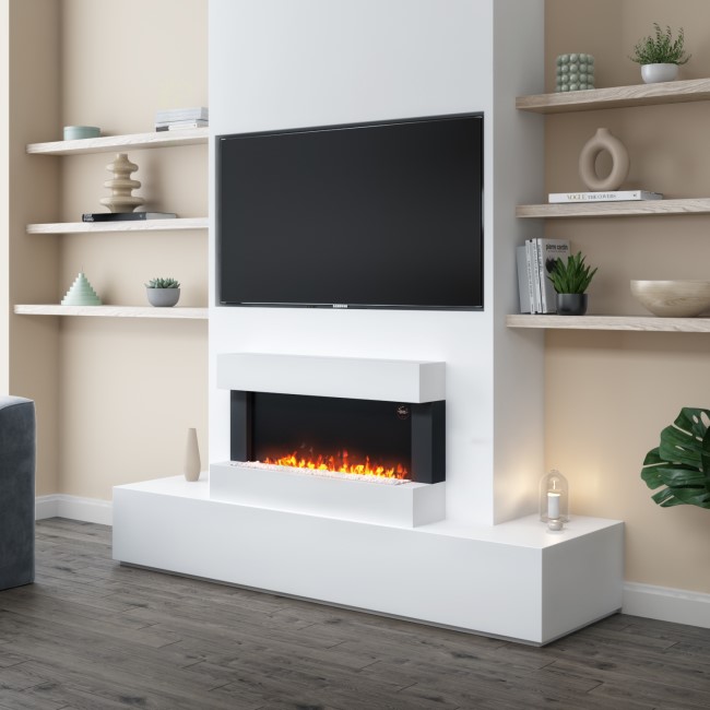 White 39inch Wall Mounted Electric Fireplace - AmberGlo