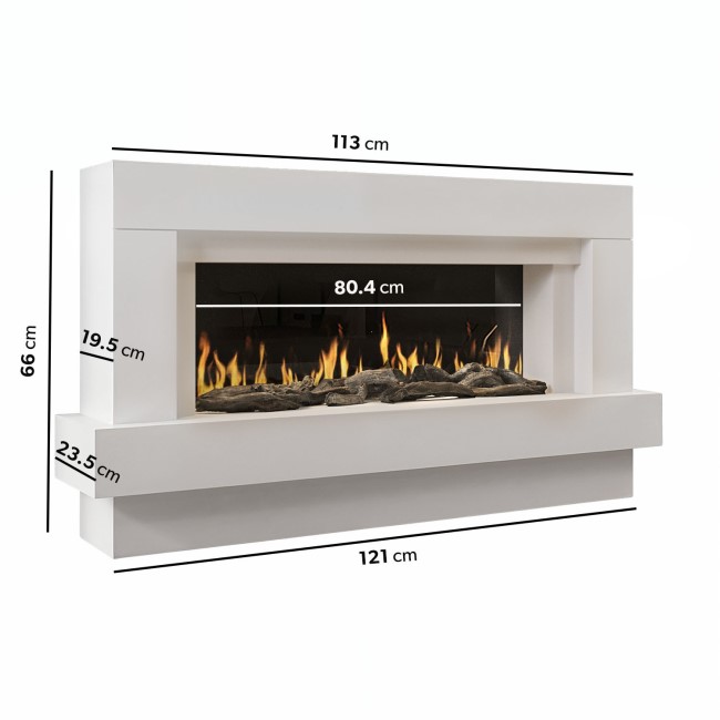 White 48inch WiFi Enabled Wall Mounted Electric Fireplace - AmberGlo