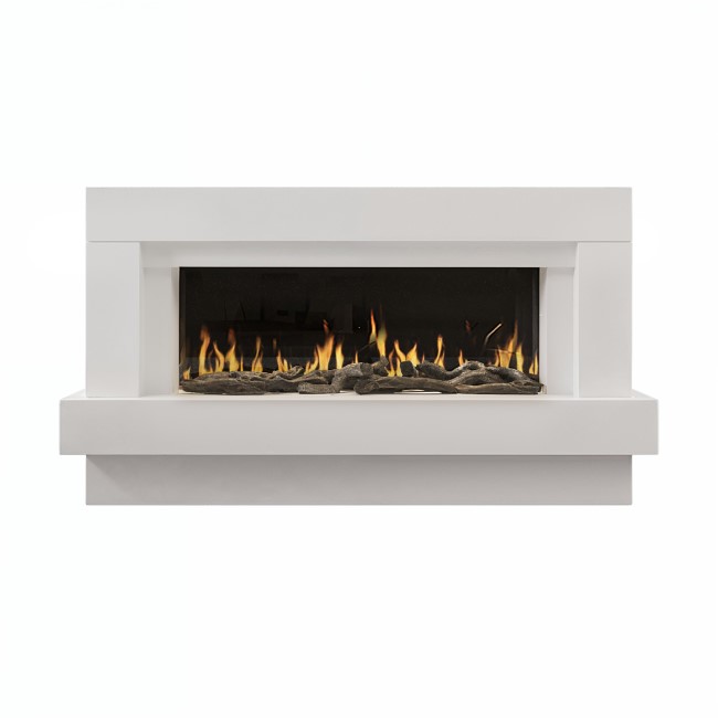 White 48inch WiFi Enabled Wall Mounted Electric Fireplace - AmberGlo