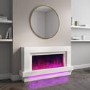 White Freestanding Electric Fireplace with LED Lights 48 inch - AmberGlo