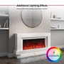 White Freestanding Electric Fireplace with LED Lights 48 inch - AmberGlo