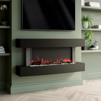 Matt Black Wall Mounted Curved Electric Fire 47 Inch  - AmberGlo