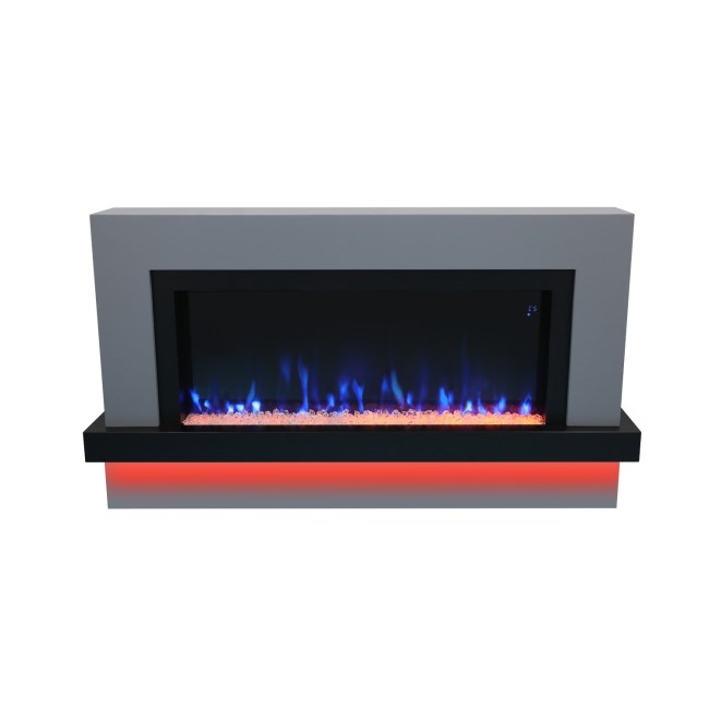 Black & Grey 62inch Wall Mounted Electric Fireplace - AmberGlo