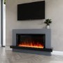 Black & Grey Freestanding Electric Fireplace with LED Lights 62 Inch - AmberGlo