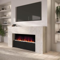 Stone Effect Freestanding Electric Fireplace with Pebbles and Raised Fuel Bed 62 inch - AmberGlo