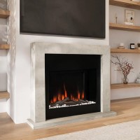 Stone Effect Free Standing Electric Fireplace Suite with Customisable Exposed Fuel Bed - AmberGlo