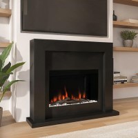 Black Free Standing Electric Fireplace Suite With Customisable Exposed Fuel Bed - AmberGlo