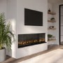 50 Inch Black Inset Electric Media Wall Fireplace with Glass Configurated Front and Sides - AmberGlo