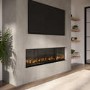 50 Inch Black Inset Electric Media Wall Fireplace with Glass Configurated Front and Sides - AmberGlo