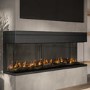 50 Inch Black Inset Electric Media Wall Fireplace with Glass Configurated Front and Sides - AmberGlo