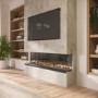 60 Inch Black Inset Electric Media Wall Fireplace with Configurated Front and Side Glass Case - AmberGlo