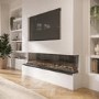 Black 70 Inch Inset Media Wall Electric Fireplace with Glass Configurated Front and Sides - AmberGlo