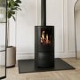 AmberGlo Black Cast Iron Round Freestanding 5KW Multi Fuel Burner