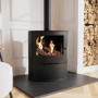 AmberGlo Large Black Cast Iron Round Freestanding 6.9KW Multi Fuel Burner