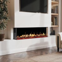 Black 60inch Inset Electric LCD Display Media Wall Fireplace - AmberGlo