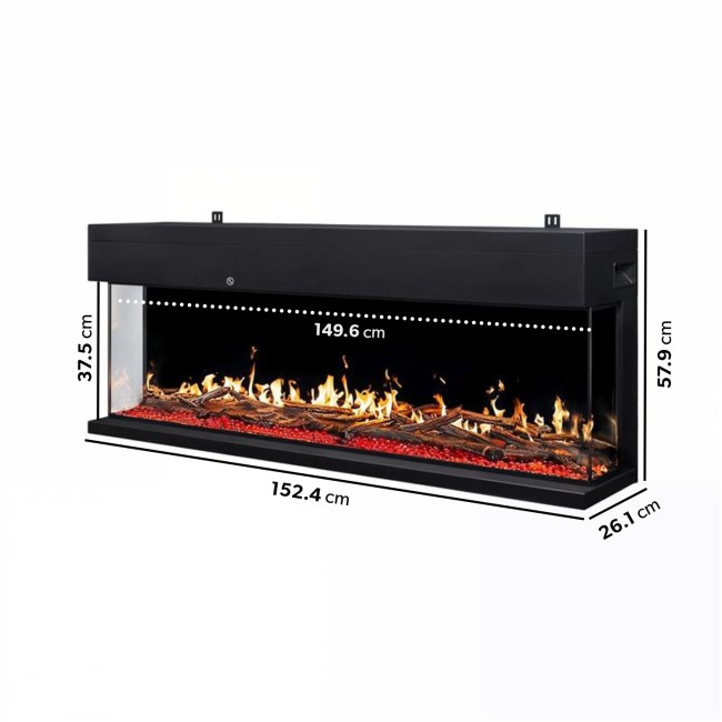 Black 60inch Inset Electric LCD Display Media Wall Fireplace - AmberGlo