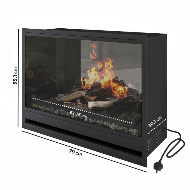 Black 31inch Inset Electric LCD Display Media Wall Fireplace - AmberGlo