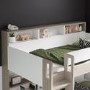 White and Oak Bunk Bed with Storage Shelves - Aire