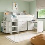 White Mid Sleeper Cabin Bed with Desk and Storage - Aire