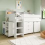 White Mid Sleeper Cabin Bed with Desk and Storage - Aire