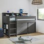 Dark Grey Mid Sleeper Cabin Bed with Desk and Storage - Aire