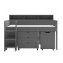 Dark Grey Mid Sleeper Cabin Bed with Desk and Storage - Aire