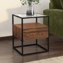 Square Walnut and Glass Top Side Table with Storage - Akila