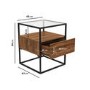 Square Walnut and Glass Top Side Table with Storage - Akila