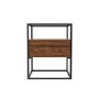 Square Walnut and Glass Top Side Table with Storage - Akila