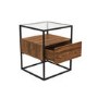 Square Walnut and Glass Top Side Table with Storage - Akila