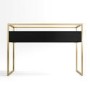 Large Black Glass Top Console Table with Drawers & Gold Legs- Akila