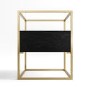 Square Black and Gold Glass Top Side Table with Storage - Akila