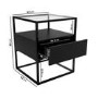 Square Black Glass Top Side Table with Storage - Akila