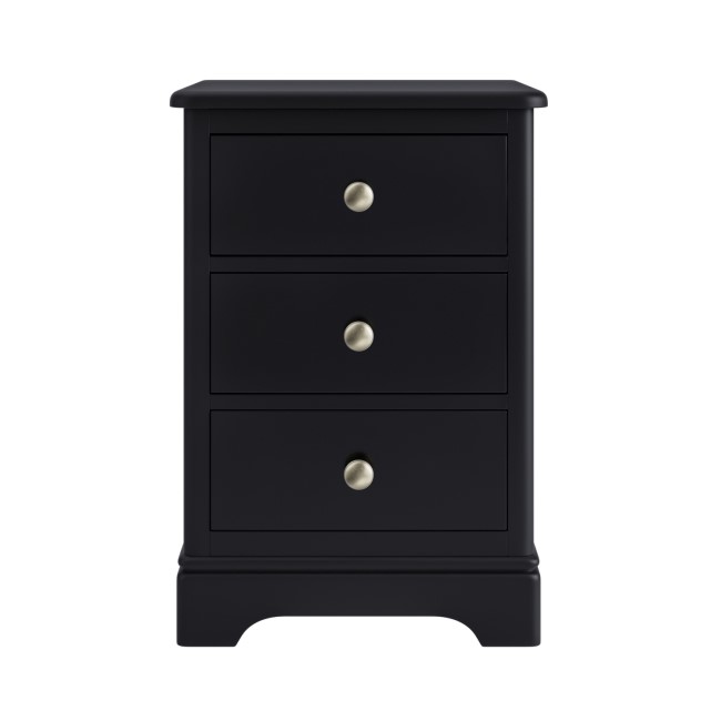 Tall Black 3-Drawer Bedside Table - Alexander