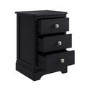 Tall Black 3-Drawer Bedside Table - Alexander