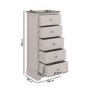 Tall Narrow Oak and Cream Chest of 5 Drawers - Alexander