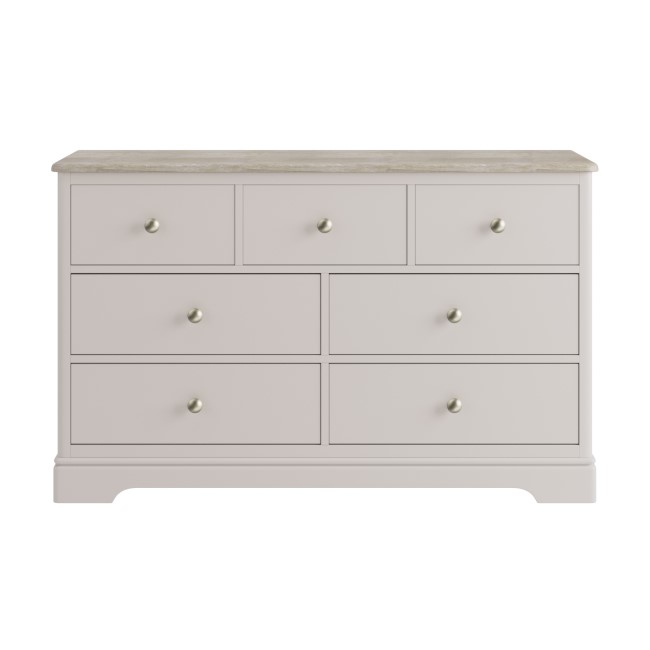 Wide Oak and Cream Chest of 7 Drawers - Alexander