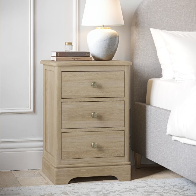 Tall Oak 3-Drawer Bedside Table - Alexander