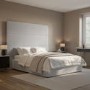 Grey Velvet King Size Ottoman Bed with Wall-Mounted Headboard - Alisha