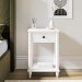 White Bobbin Bedside Table with Drawer and Shelf - Alma