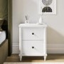 White 2-Drawer Bobbin Bedside Table - Alma