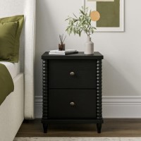 Black 2-Drawer Bobbin Bedside Table - Alma