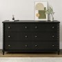 Wide Black Bobbin Chest of 6 Drawers - Alma