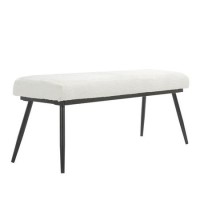 Large Cream Boucle Dining Bench - Seats 2 - Ally