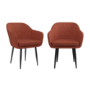 Set of 2 Burnt Orange Boucle Dining Chairs with Arms - Ally